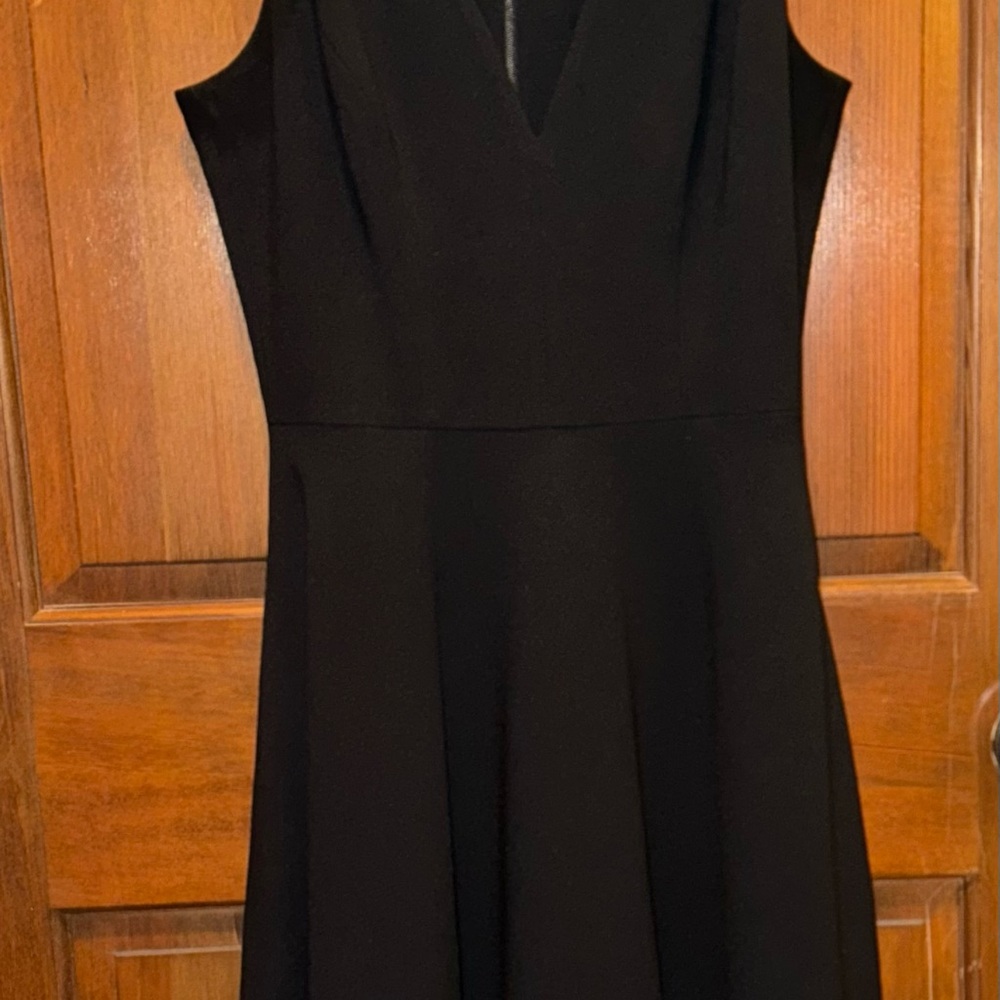 Dress the Population Black Sleeveless V-Neck A-Line Midi Dress
